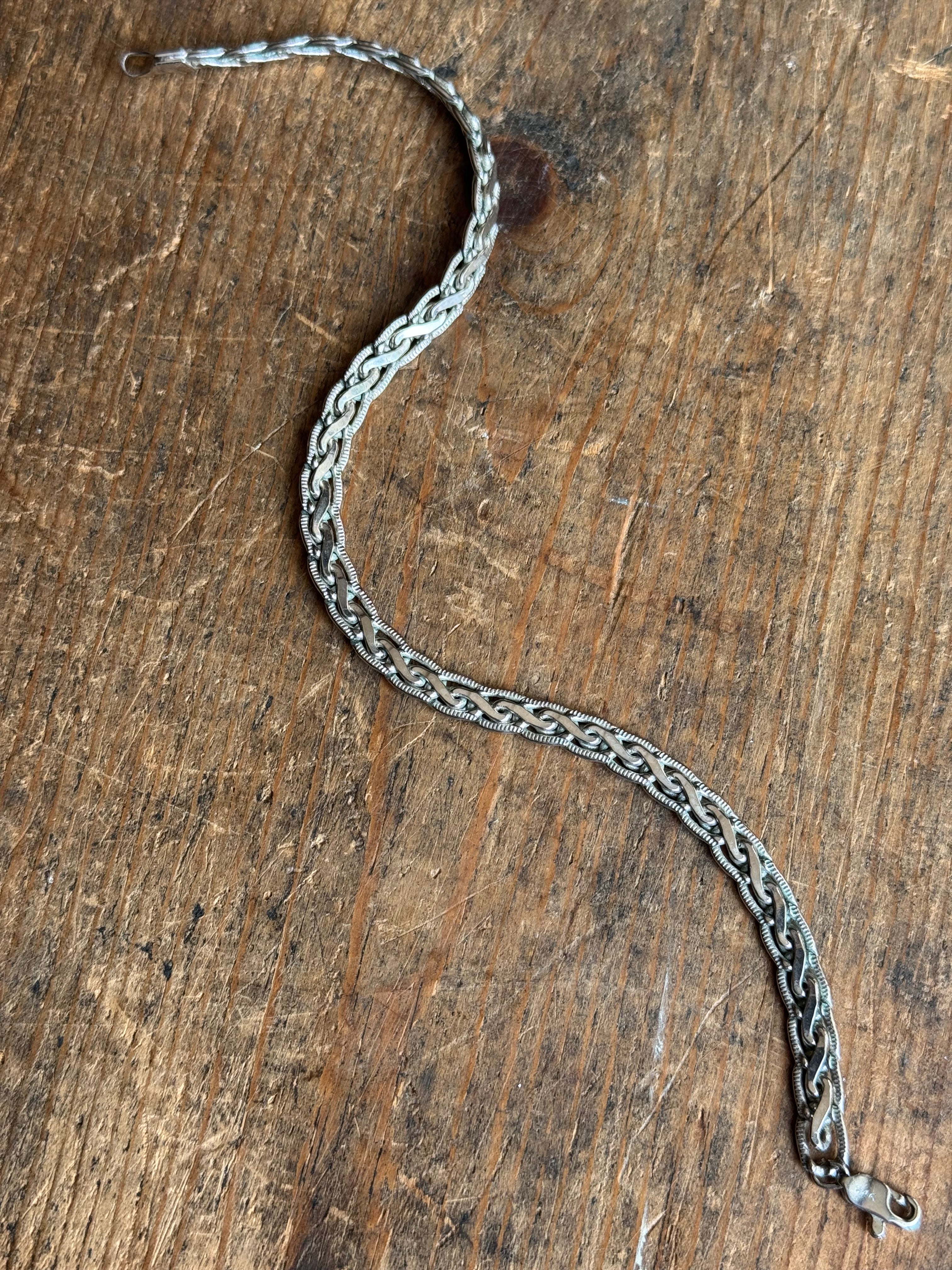 Vintage Sterling Silver 10” Braided Chain Bracelet