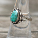 Vintage Sterling Turquoise Roper Ring 7