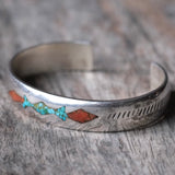 Vintage Sterling Crushed Turquoise and Coral Cuff