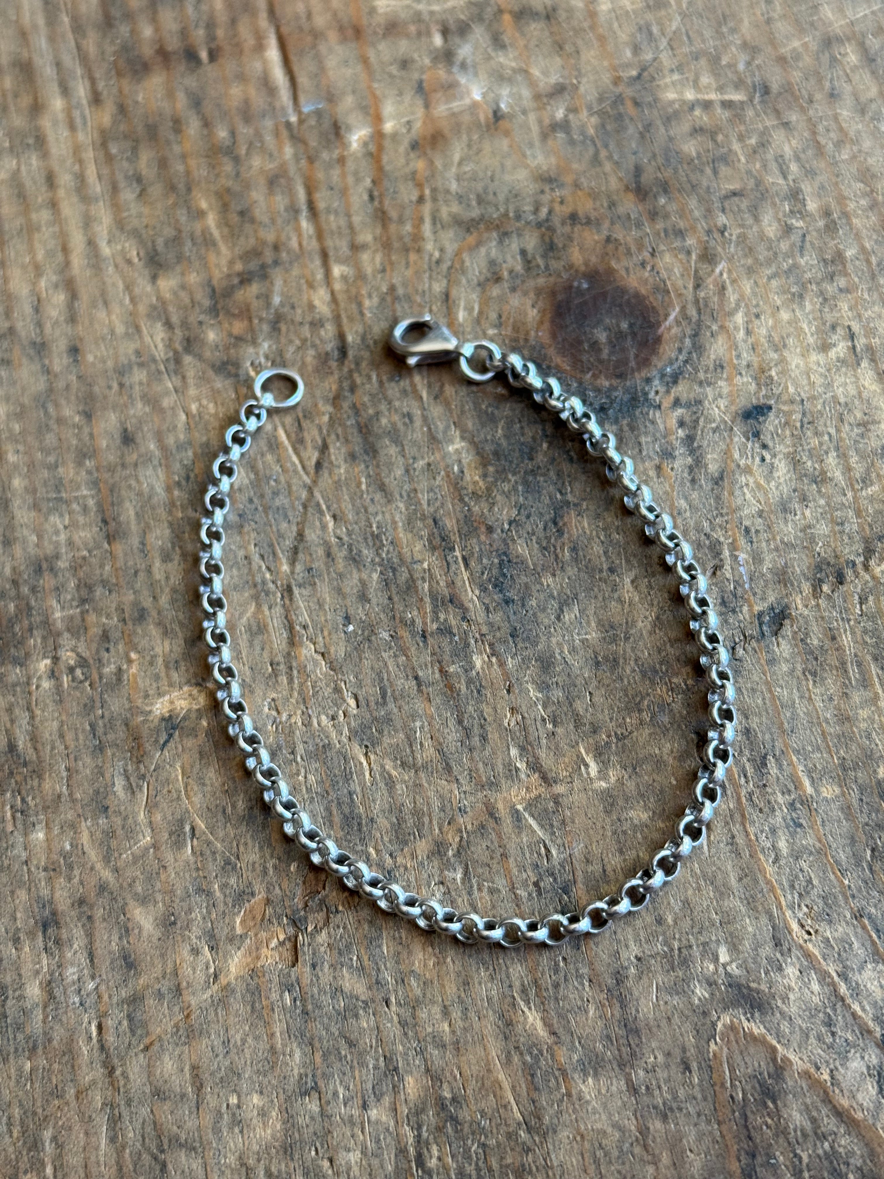 Vintage Sterling Silver Rolo Chain Bracelet 7.5"
