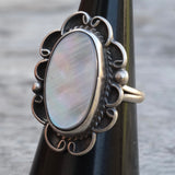 Vintage Sterling Mother Of Pearl Ring 6.25