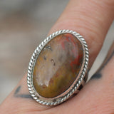 Vintage Sterling Jasper Roper Ring 6