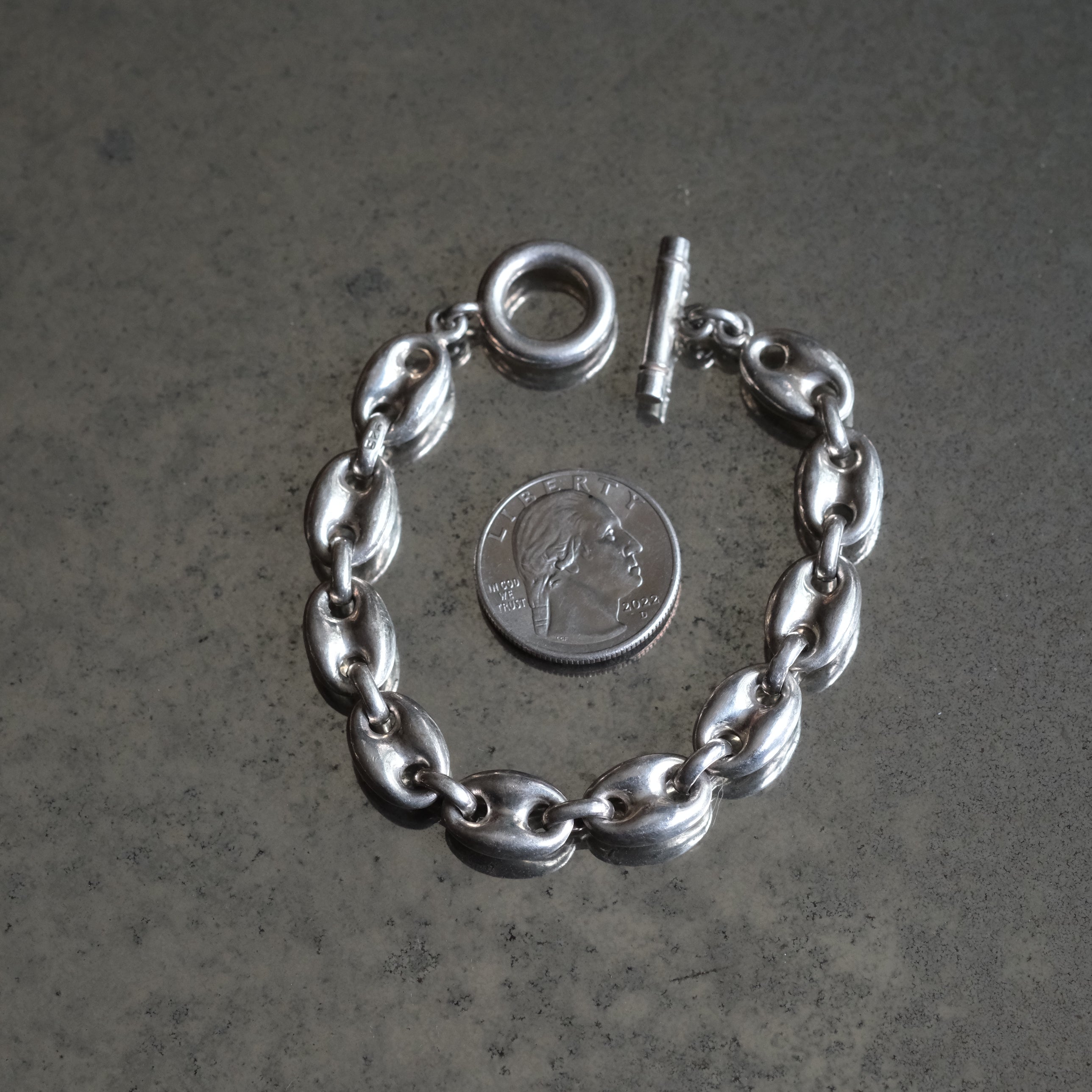 Vintage Sterling Puffy Mariner Chain Bracelet