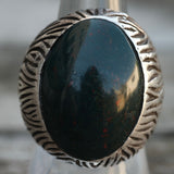 Vintage Sterling Bloodstone Cabochon Ring 8.5