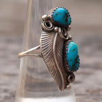 Vintage Sterling 2-Stone Feather Ring 8.25