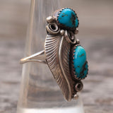 Vintage Sterling 2-Stone Feather Ring 8.25