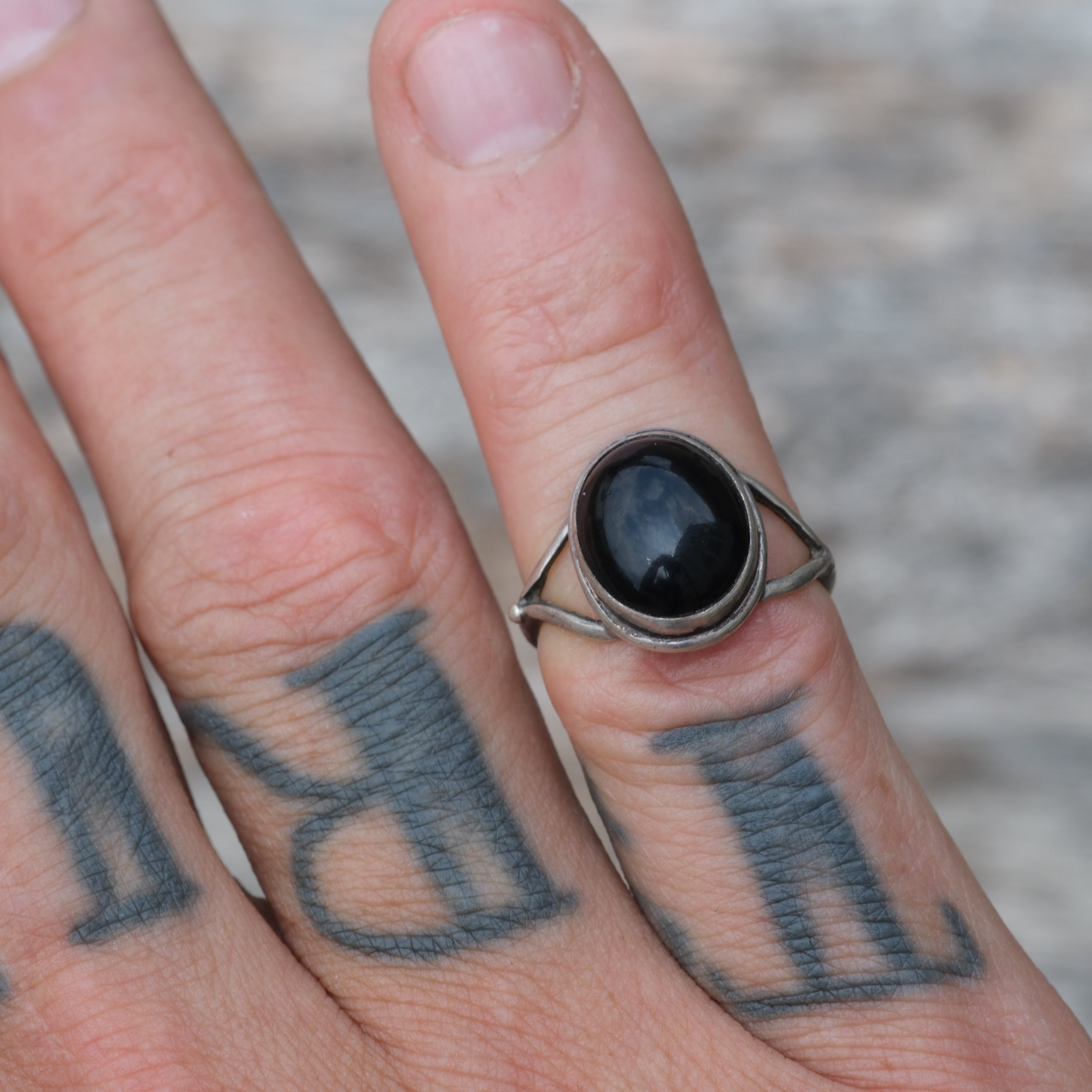Vintage Sterling Onyx Ring 5.25