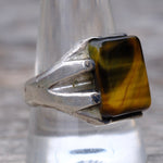 Vintage Sterling Tigers Eye Signet Ring 11.5