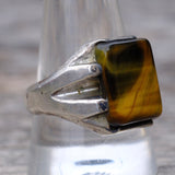 Vintage Sterling Tigers Eye Signet Ring 11.5