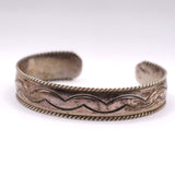 Vintage Sterling Silver Stamped Cuff Bracelet 6.25"