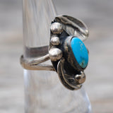 Vintage Sterling Turquoise Feather Ring 5