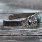 Vintage Nickel Silver Turquoise Cuff