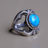 Vintage Sterling Turquoise Sandcast Ring 5
