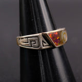 Vintage Sterling Abalone Inlay Tribal Ring 7.75