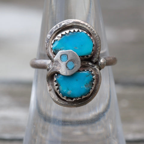 Vintage Sterling Effie Turquoise Snake Ring 6.5