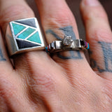 Vintage Sterling Multistone Inlay CZ Ring 8.75