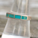 Vintage Sterling Turquoise Inlay Band 8.5