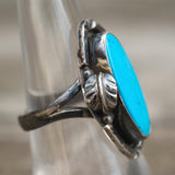 Vintage Sterling Turquoise Feather Ring 7.5