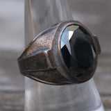 Vintage Sterling Hematite Signet Ring 8.5