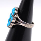 Vintage Sterling Turquoise Cluster Ring 6.5