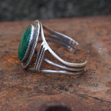 Vintage Sterling Malachite Roper Cuff