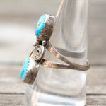 Vintage Sterling 2-Stone Turquoise Feather Ring 9.5