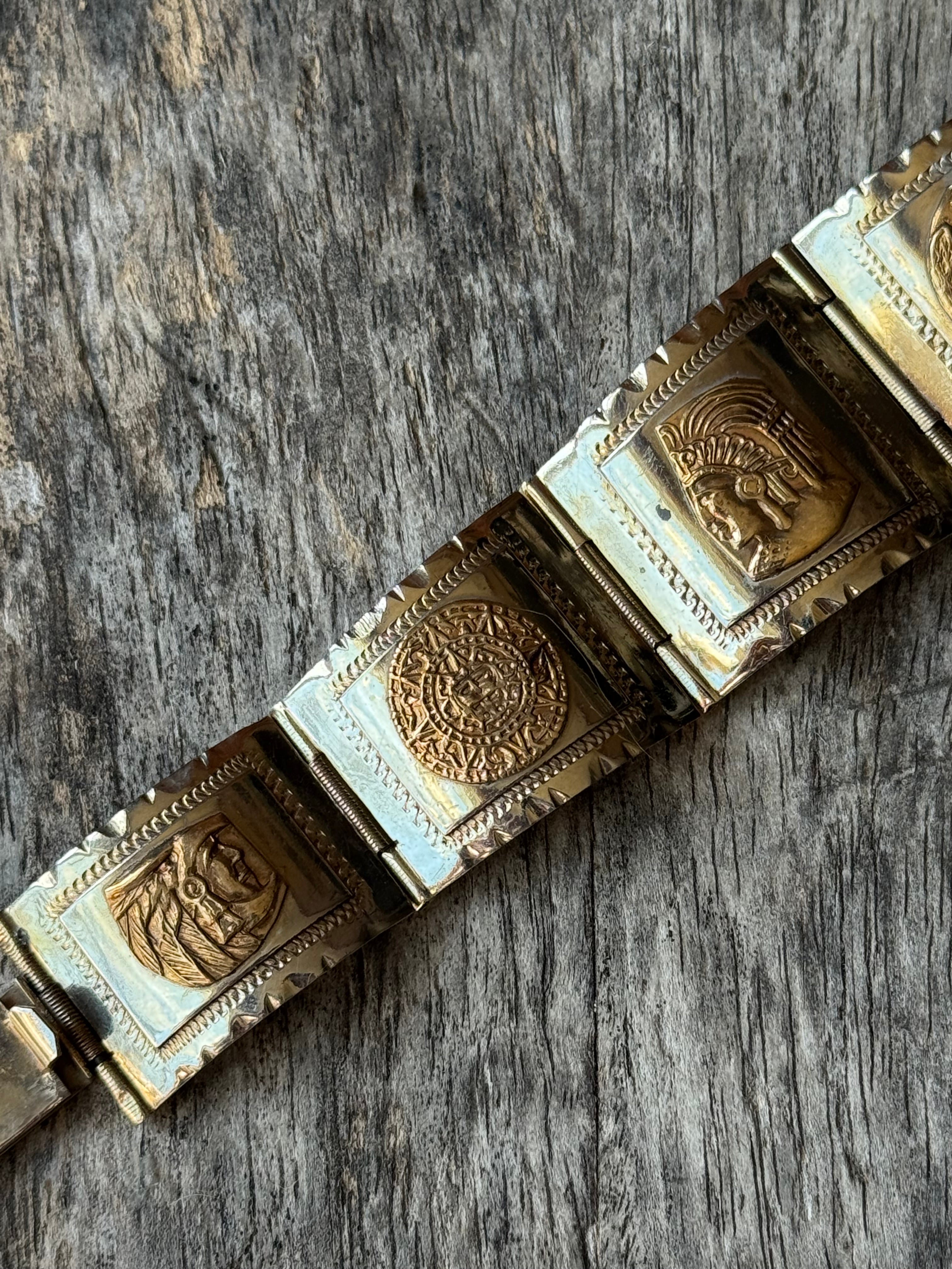 Vintage Mixed Metal Medallion Link Bracelet