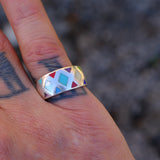 Vintage Sterling Multistone Inlay Ring 7