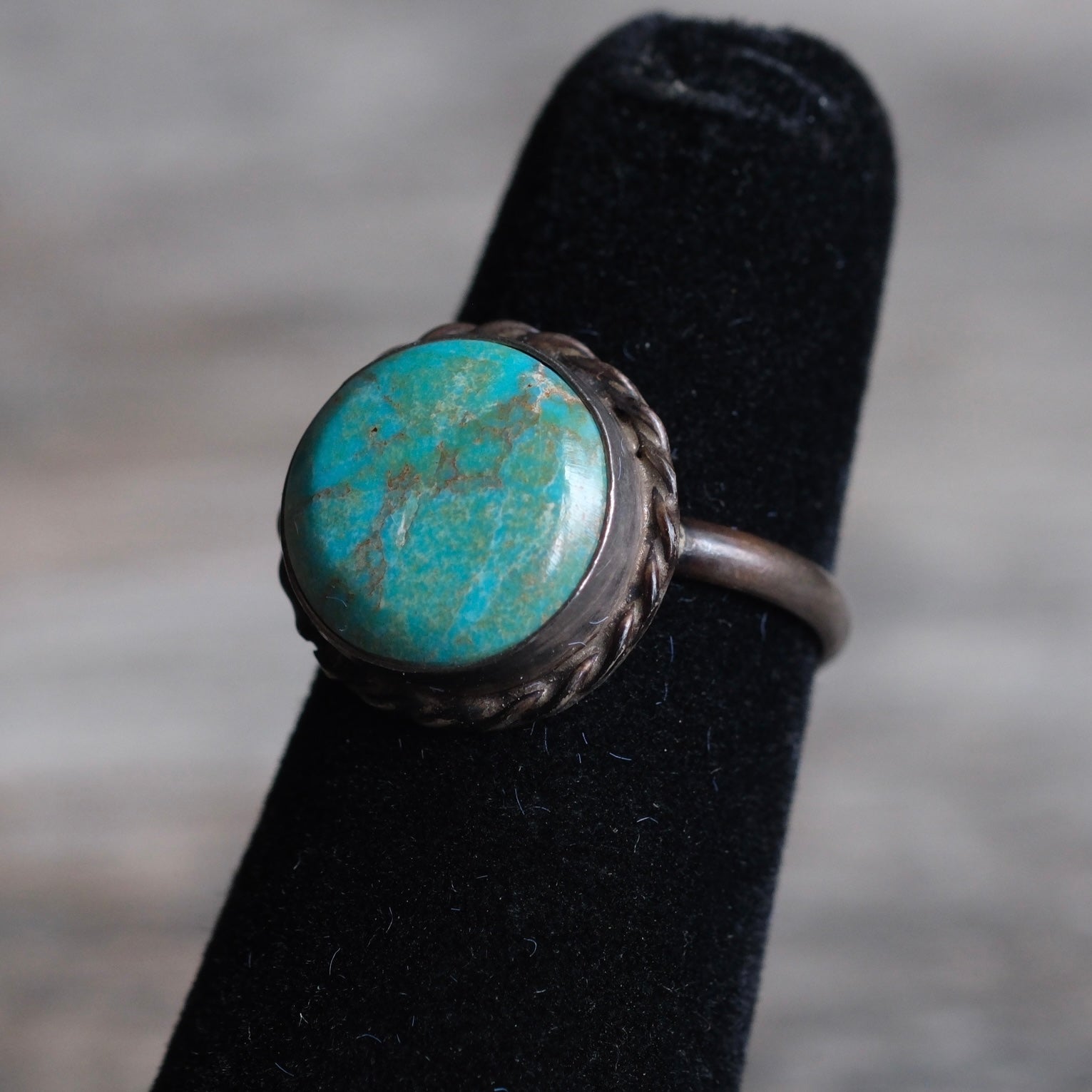 Vintage Sterling Turquoise Ring 3.5