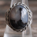 Vintage Sterling Agate Stamped Band Ring 9.75