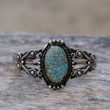 Vintage Sterling Turquoise Stamped Cuff Bracelet