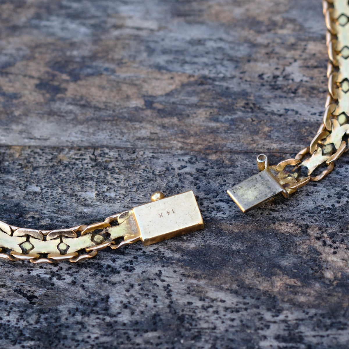 Vintage 14K Gold Scroll Link Bracelet 8.25"