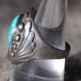 Vintage Sterling Turquoise Feather Ring 9.5