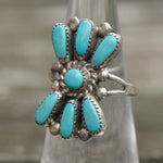 Vintage Sterling Turquoise Cluster Ring 4.75