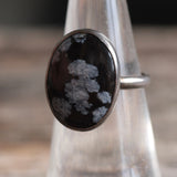 Vintage Sterling Snowflake Obsidian Ring 5