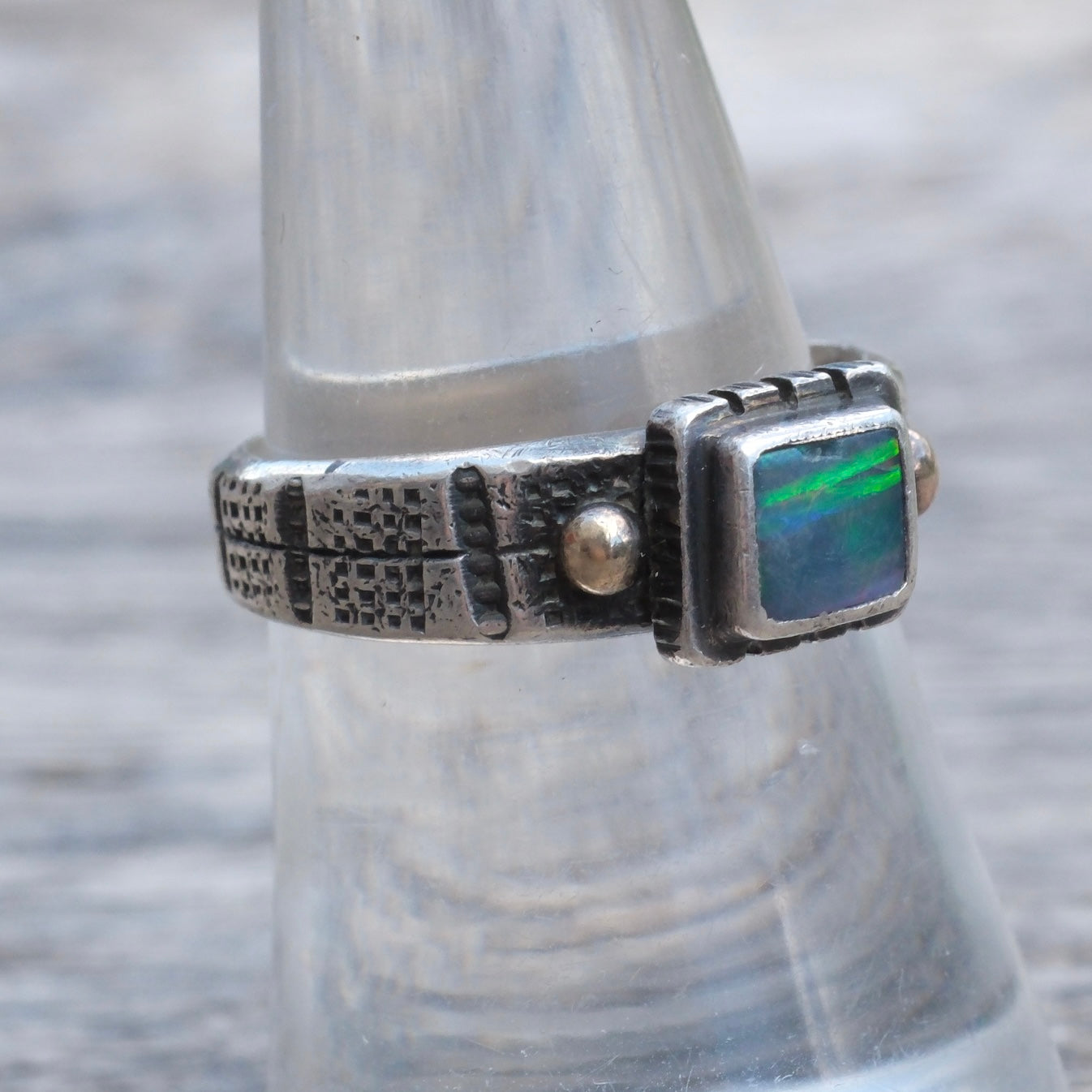 Vintage Sterling Labradorite Band Ring 7.75