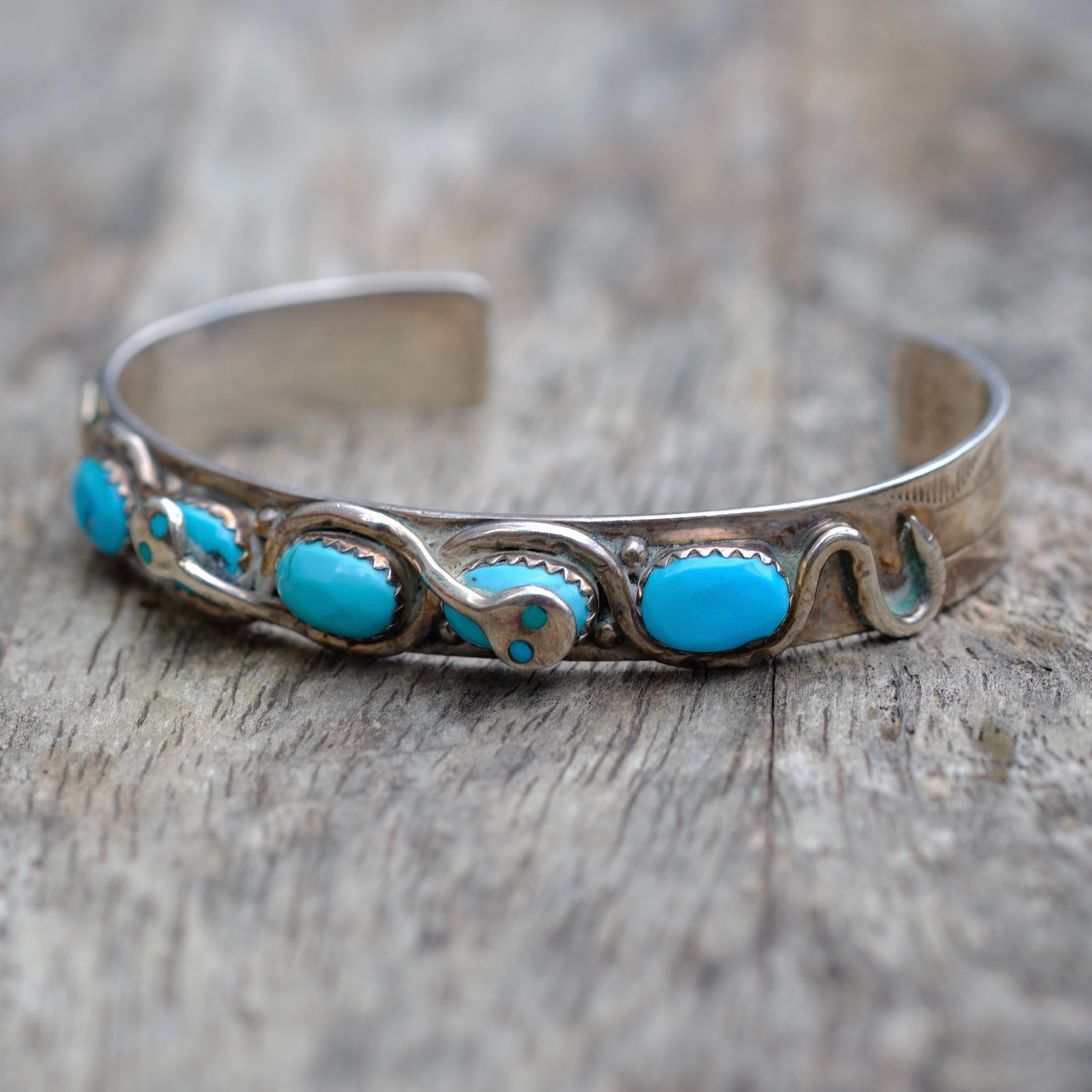 Vintage Sterling Zuni Effie C Turquoise Cuff Bracelet