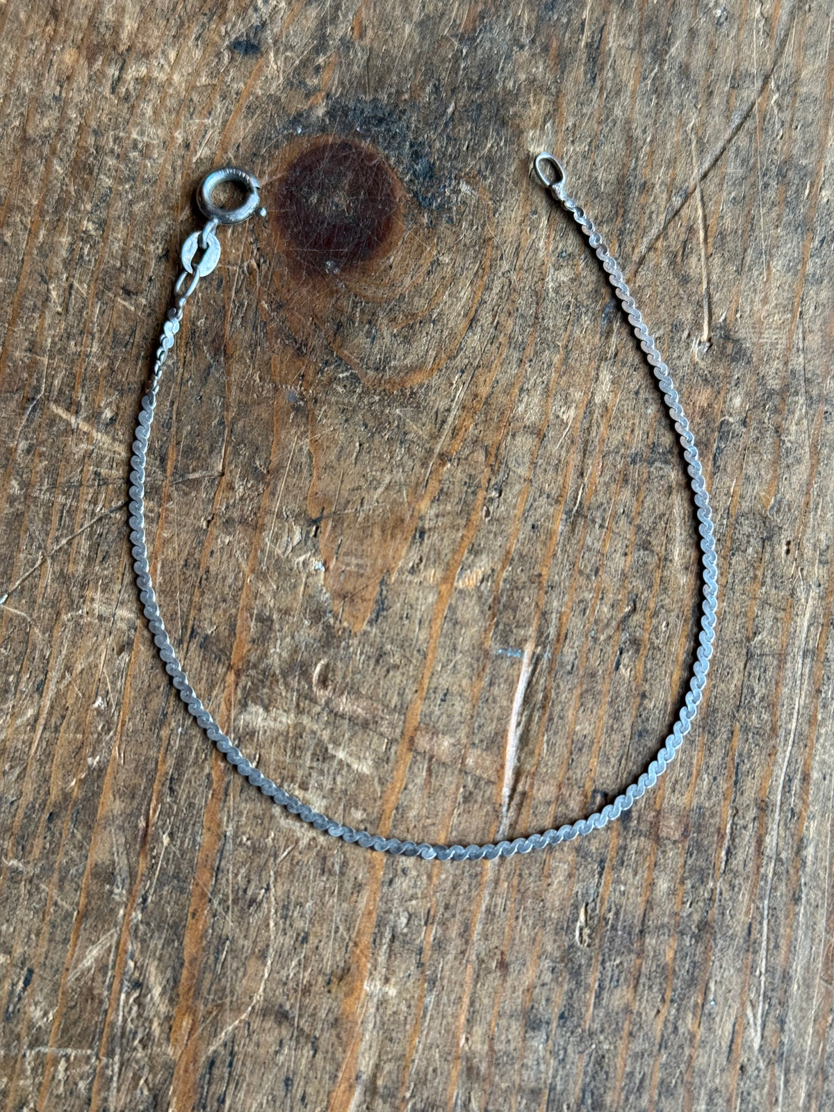 Vintage Sterling Silver Serpentine Chain Bracelet