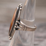 Vintage Sterling Petrified Wood Ring 4.75