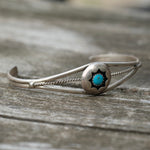 Vintage Sterling Turquoise Shadowbox Cuff
