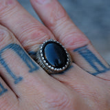 Vintage Sterling Onyx Ring 8.75