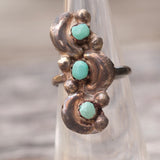 Vintage Sterling 3-Stone Turquoise Ring 4.5
