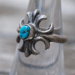 Vintage Sterling Turquoise Sandcast Ring 6.25
