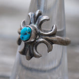 Vintage Sterling Turquoise Sandcast Ring 6.25