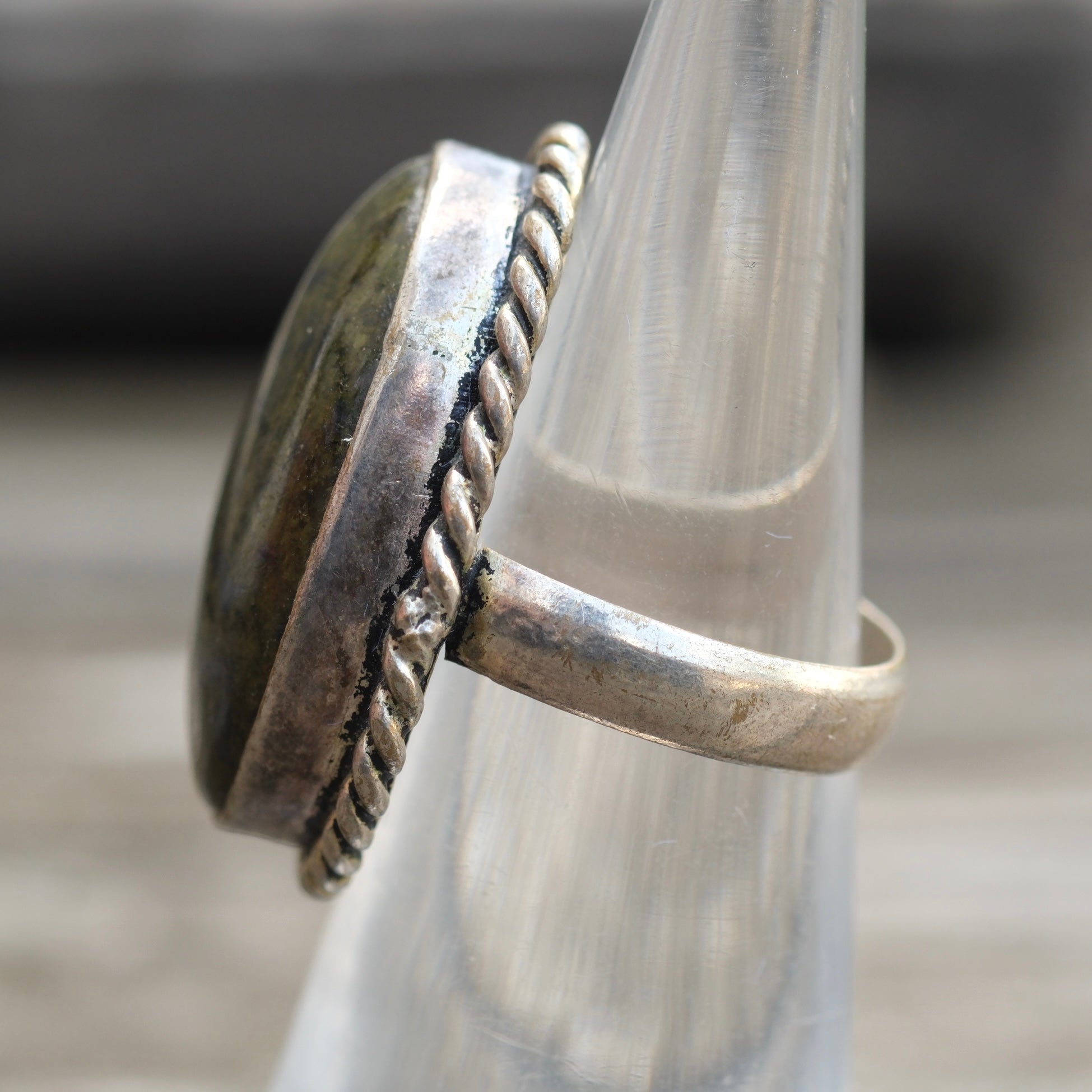 Vintage Sterling Jasper Ring 4.25