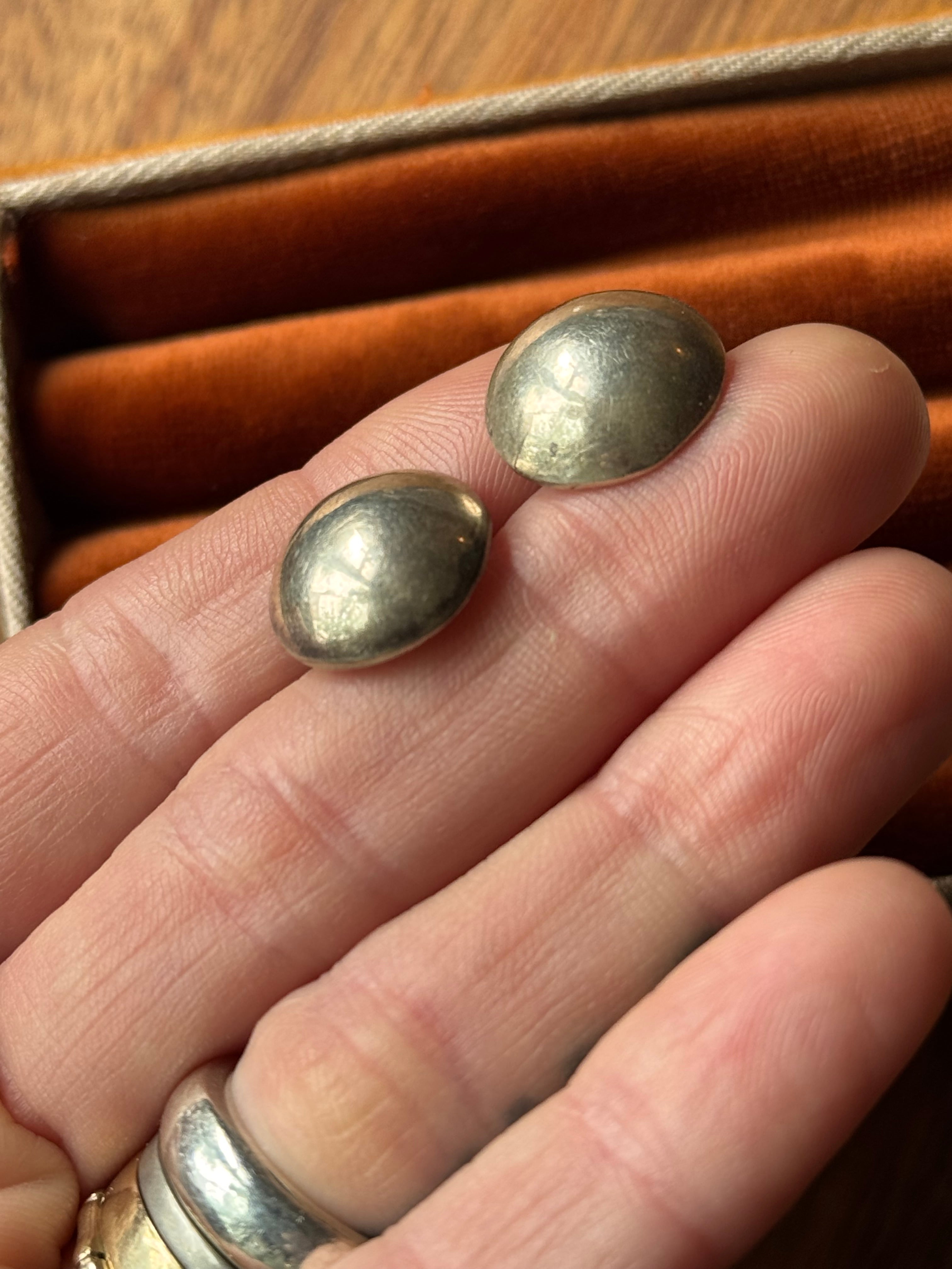 Vintage Sterling Silver Dome Stud Earrings