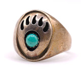 Vintage Sterling Turquoise Bear Paw Ring 10