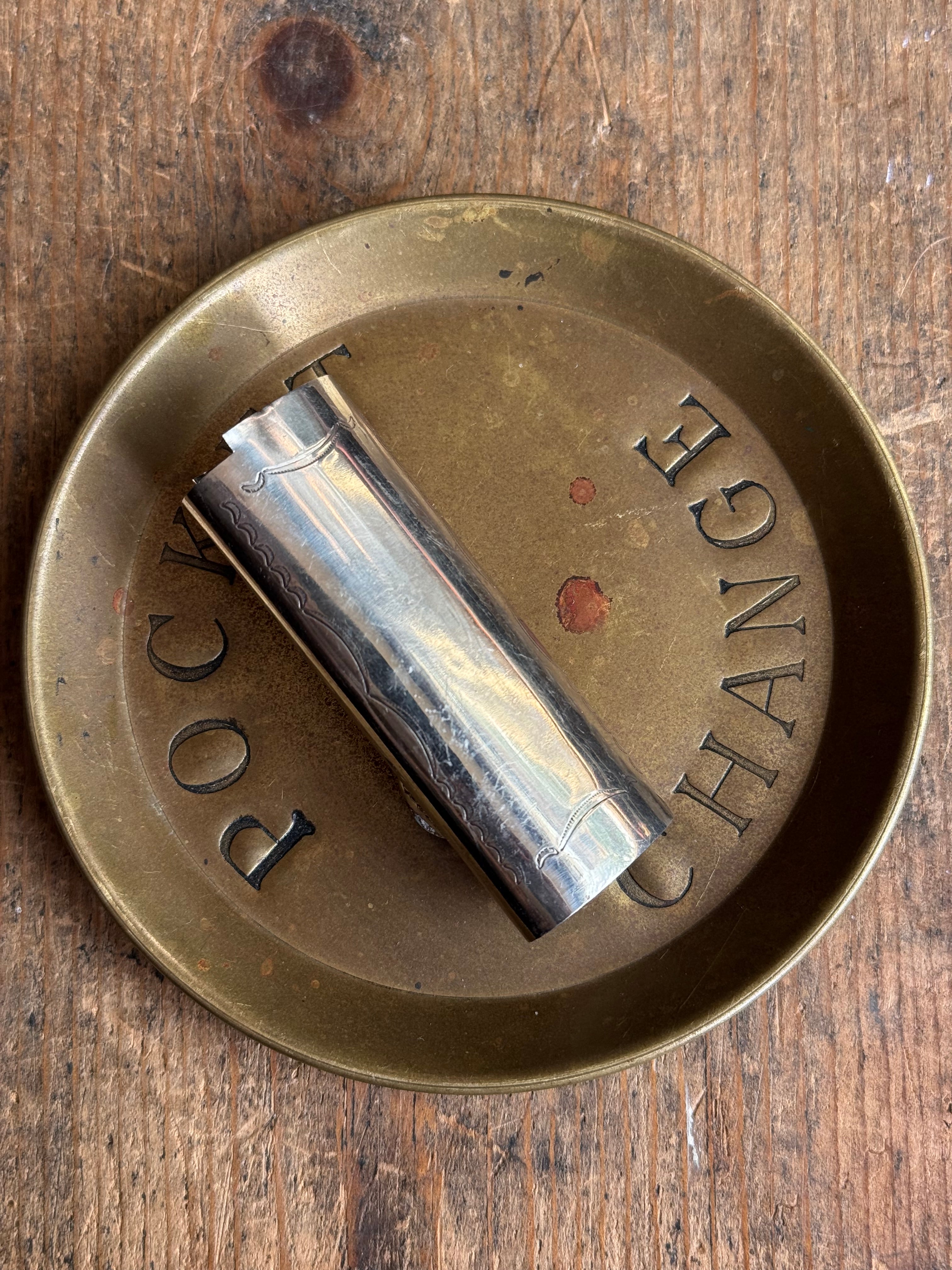 Vintage Stamped Nickel & Sterling Silver Turquoise Lighter Case
