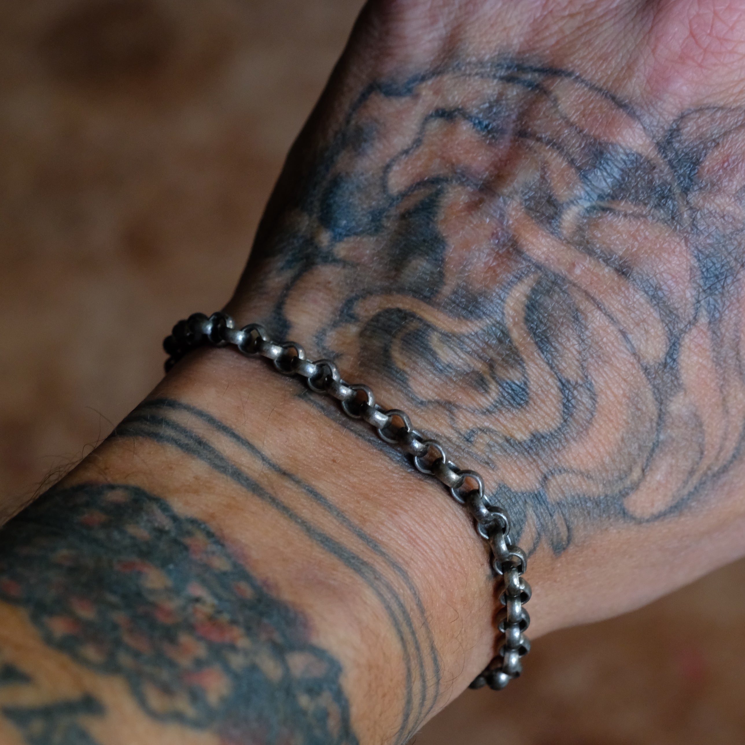 Vintage Sterling Silver Rolo Chain Bracelet