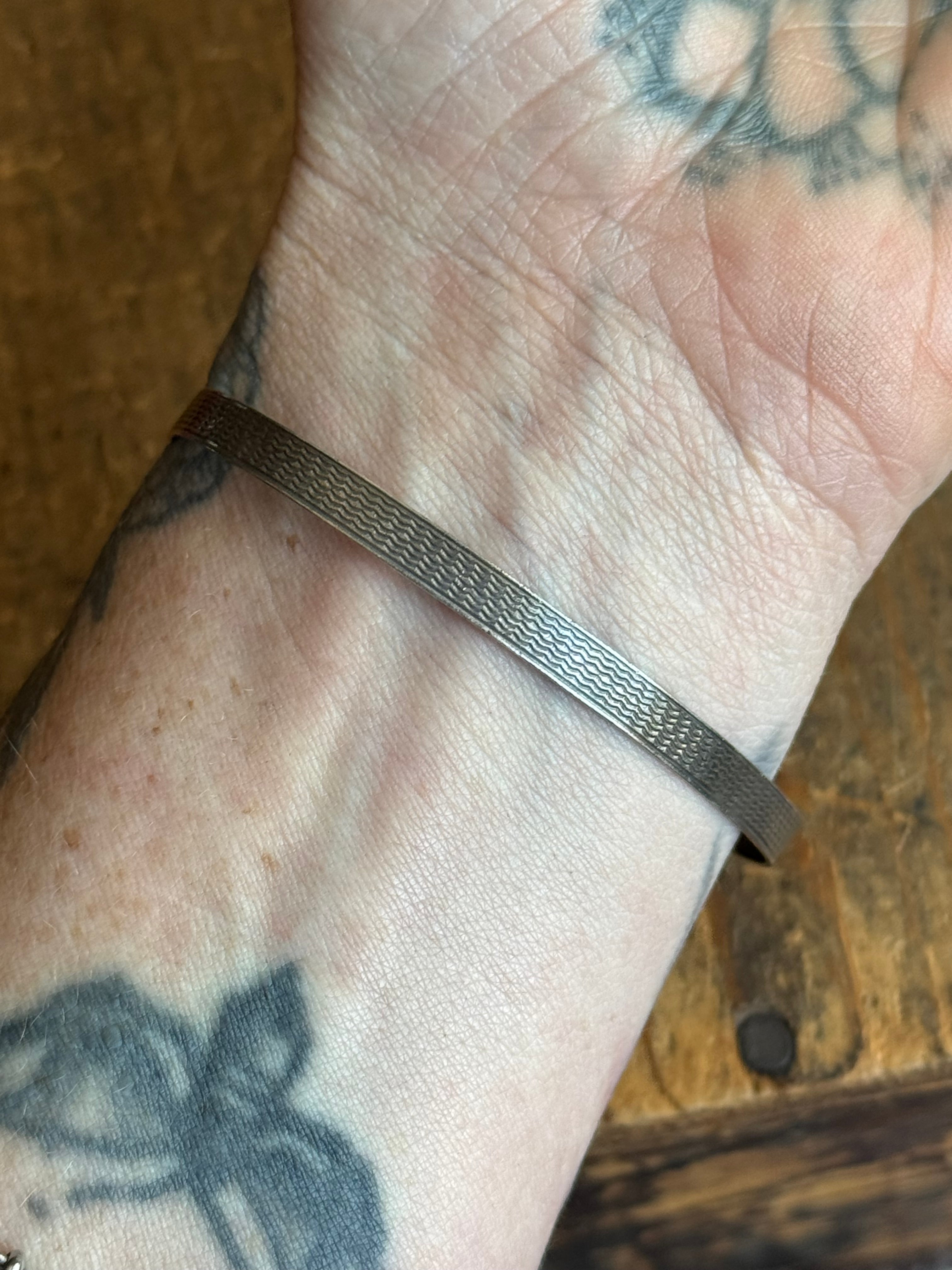 Vintage Sterling Silver Sliding Belt Etched Bracelet
